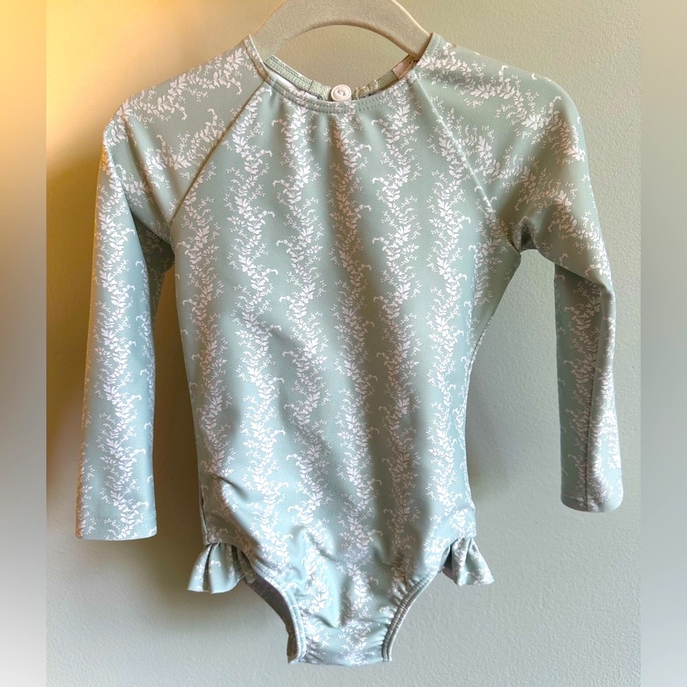 Minnow Kids Swim One Piece in Green and White